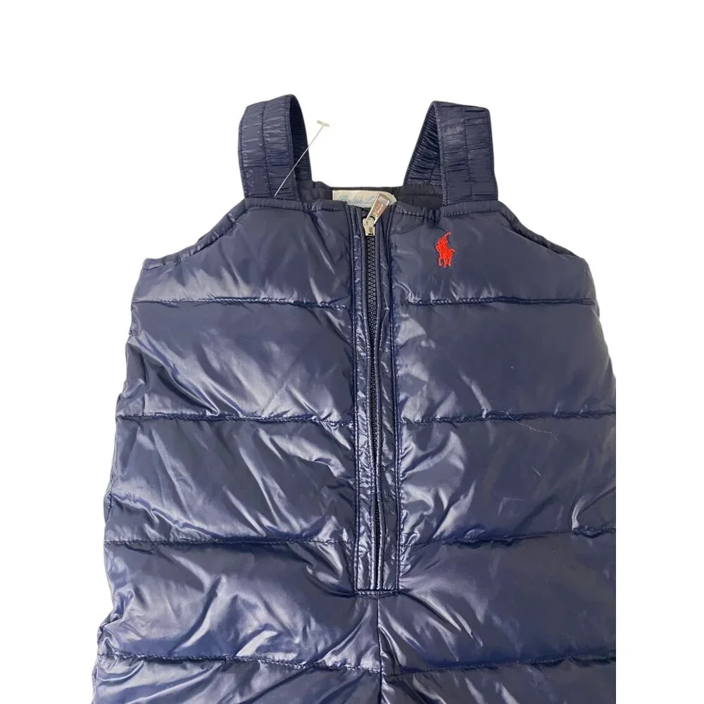 Ralph Lauren Infant Boys 3M Navy Blue Quilted Puffer Down Snowsuit‎ Overalls